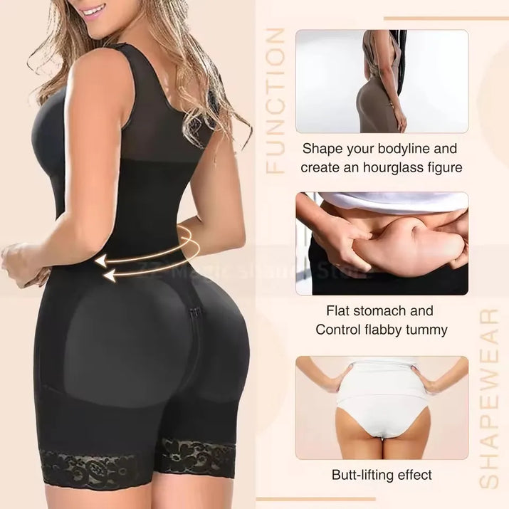 Fajas Colombian Shapewear for Women Post-Surgery BBL Girdle Waist Trainer Full Body Compression Flat Tummy Hourglass Shaper